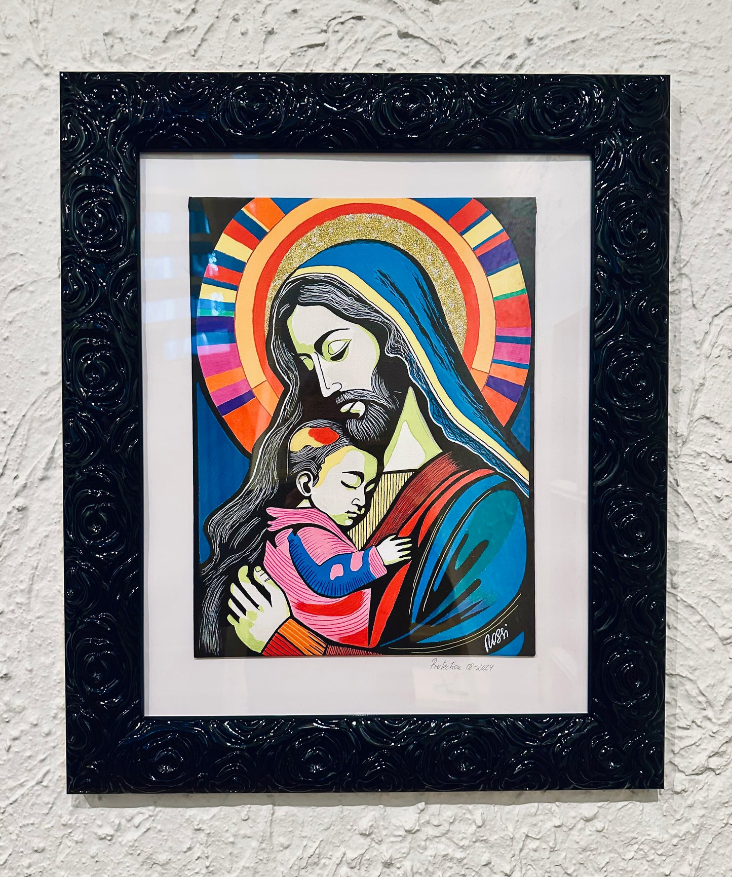 Bildtitel: „Protection“, Mischtechnik, Format: 40 x 50 cm, auf Leinwand, gerahmt.