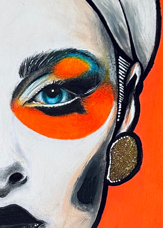 „Madame Orange“, Mischtechnik auf Künstlerpapier, 2024