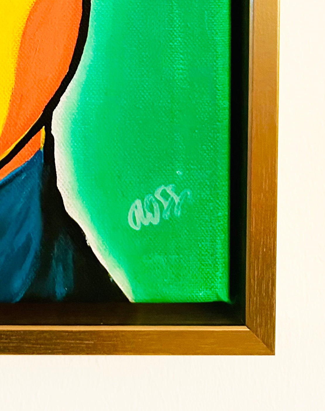 Bildtitel: „Frau farbenfroh 3.0“, Mischtechnik, Leinwand, Format: 25 x 30 cm, gerahmt.