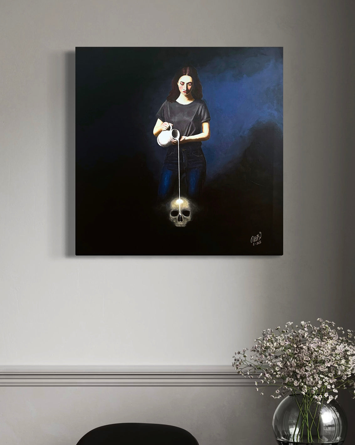 Bildtitel: „Im Einklang (Dualität der Ereignisse)“, Acryl, Format: 80 x 80 cm, auf Leinwand