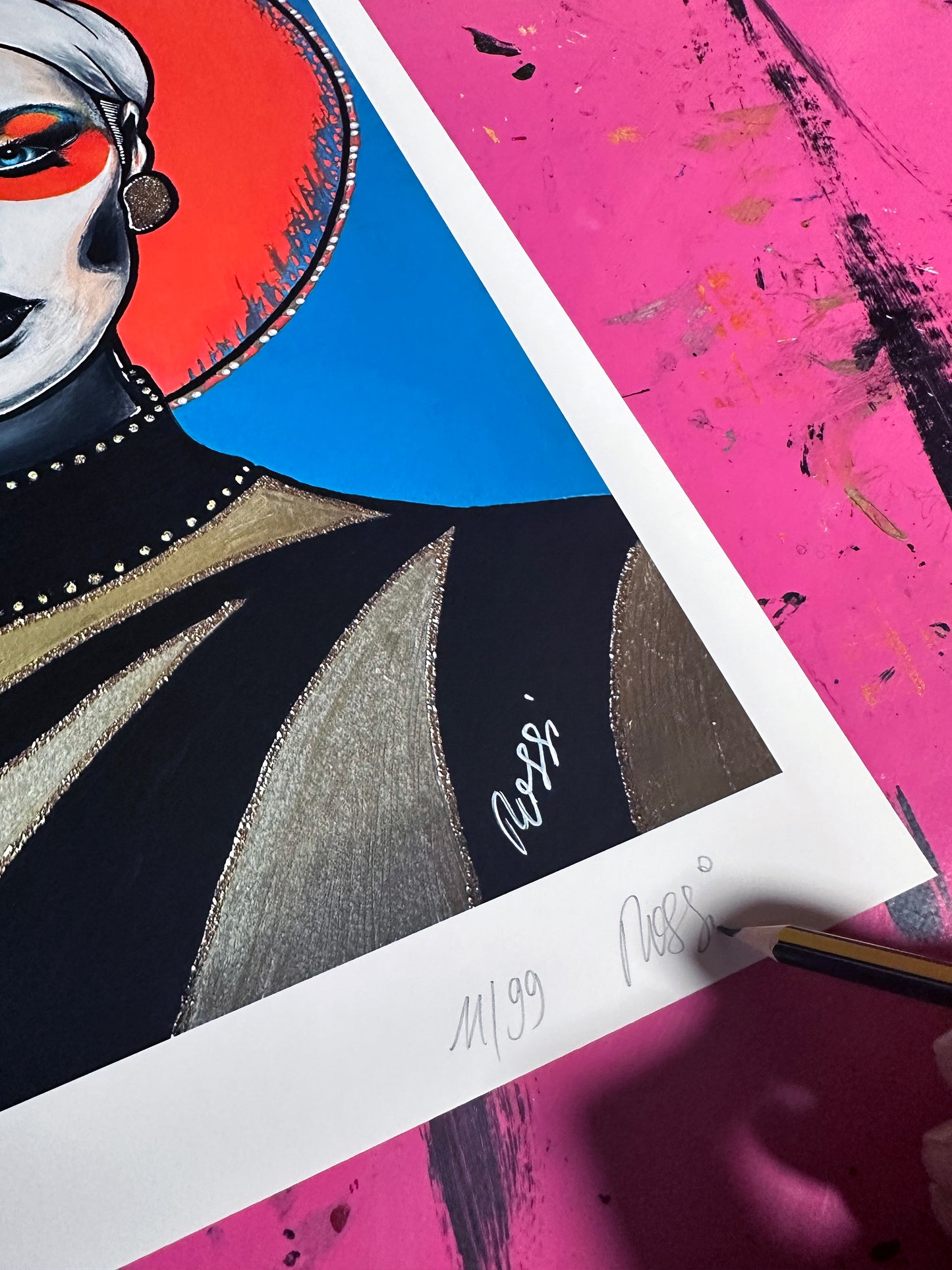 Kunstdruck: „Madame Orange“, Endformat 29,7 x 42,0 cm, limitiert, nummeriert und signiert.