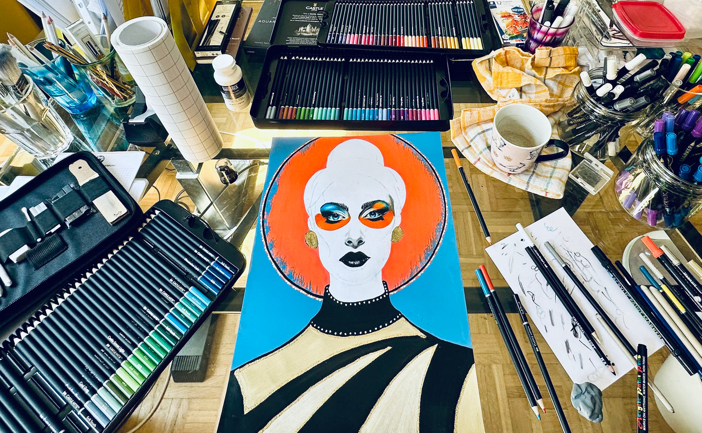 Kunstdruck: „Madame Orange“, Endformat 29,7 x 42,0 cm, limitiert, nummeriert und signiert.