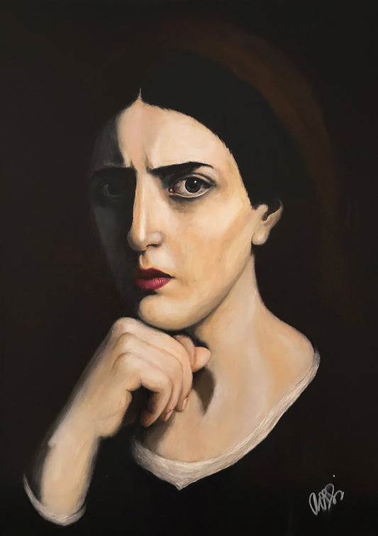 Bildtitel: „Dona Tenebroso“, Acryl, Format: 50 × 70 cm, auf Leinwand, gerahmt.