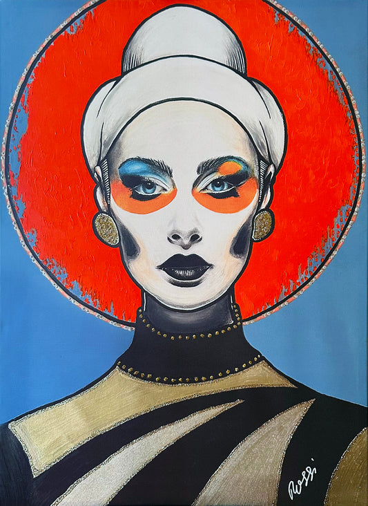 Kunstwerk: „Madame Orange 2.0“, Mixed-Media-Projekt“, UNIKAT (2025)