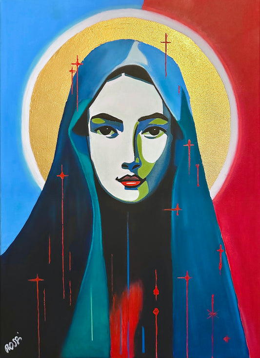 Bildtitel: „Maria aus Magdala“, Mischtechnik, 50 x 70 cm, auf Leinwand, gerahmt.