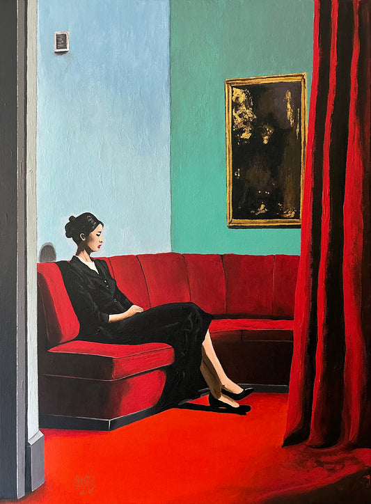 Bildtitel: „Im Warten gefangen“, Acryl, Format: 60 x 80 cm, auf Leinwand, gerahmt