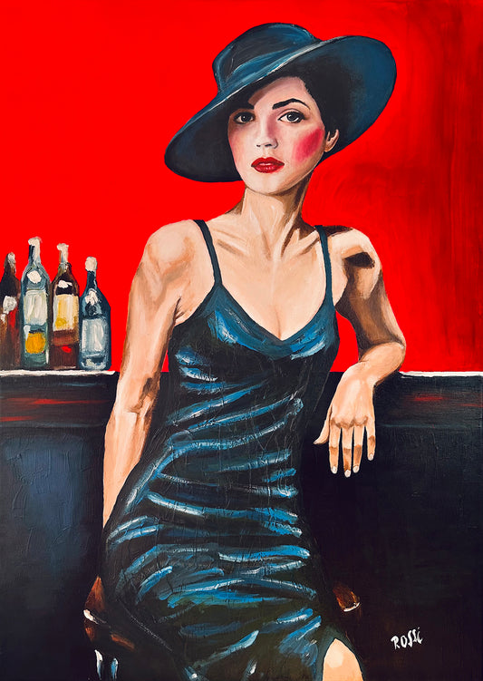 Bildtitel: „Mitternacht in Neon“, Acryl, Format: 100 x 70 cm, auf Leinwand, gerahmt