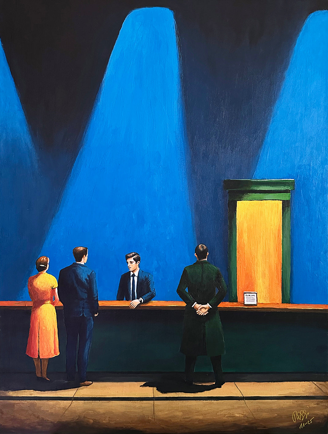 Bildtitel: „Die Rezeption“ Acryl, Format 60 x 80 cm, auf Leinwand, gerahmt