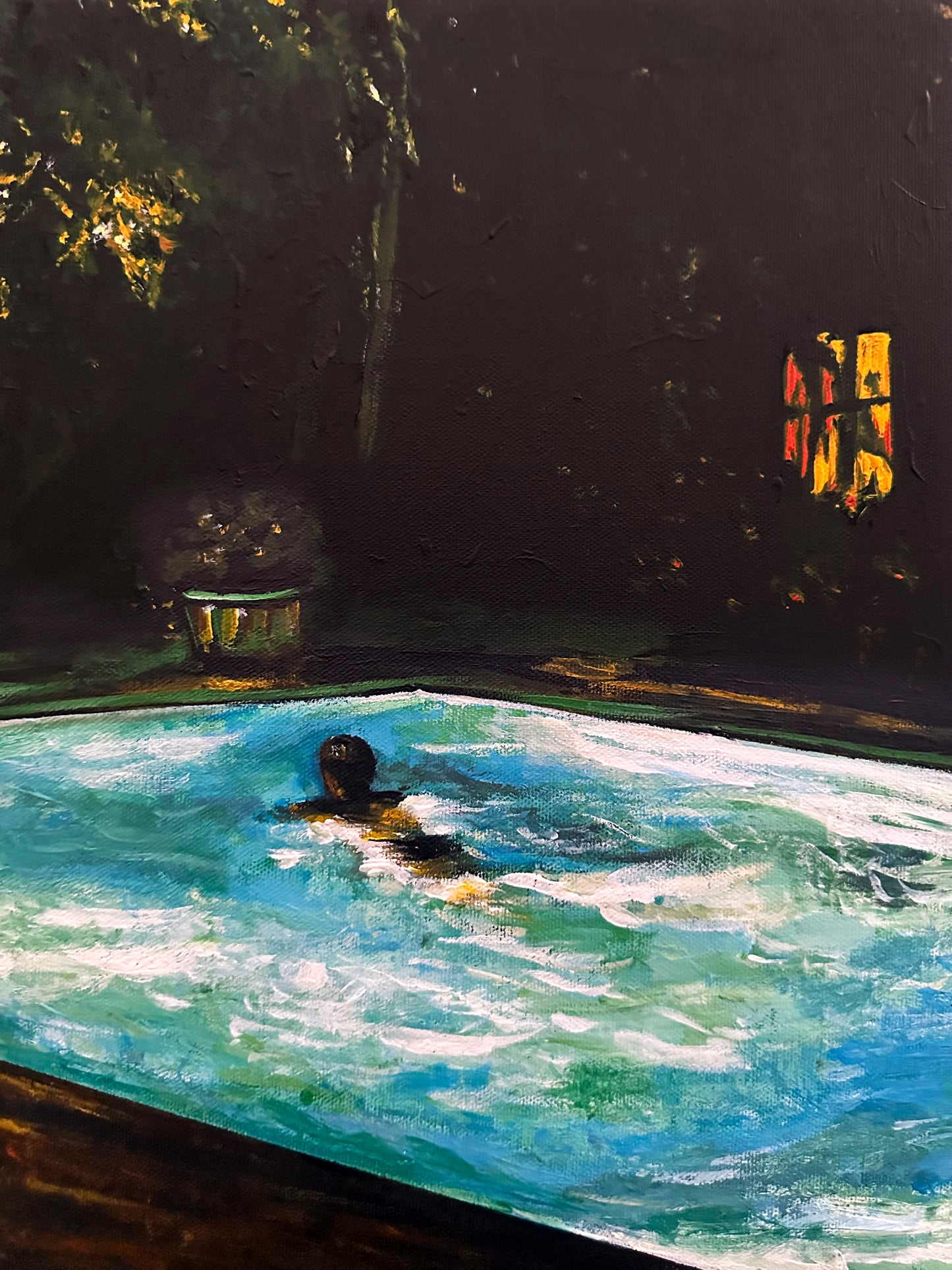 „Dreaming by the Pool“, Acryl auf Leinwand, 2026
