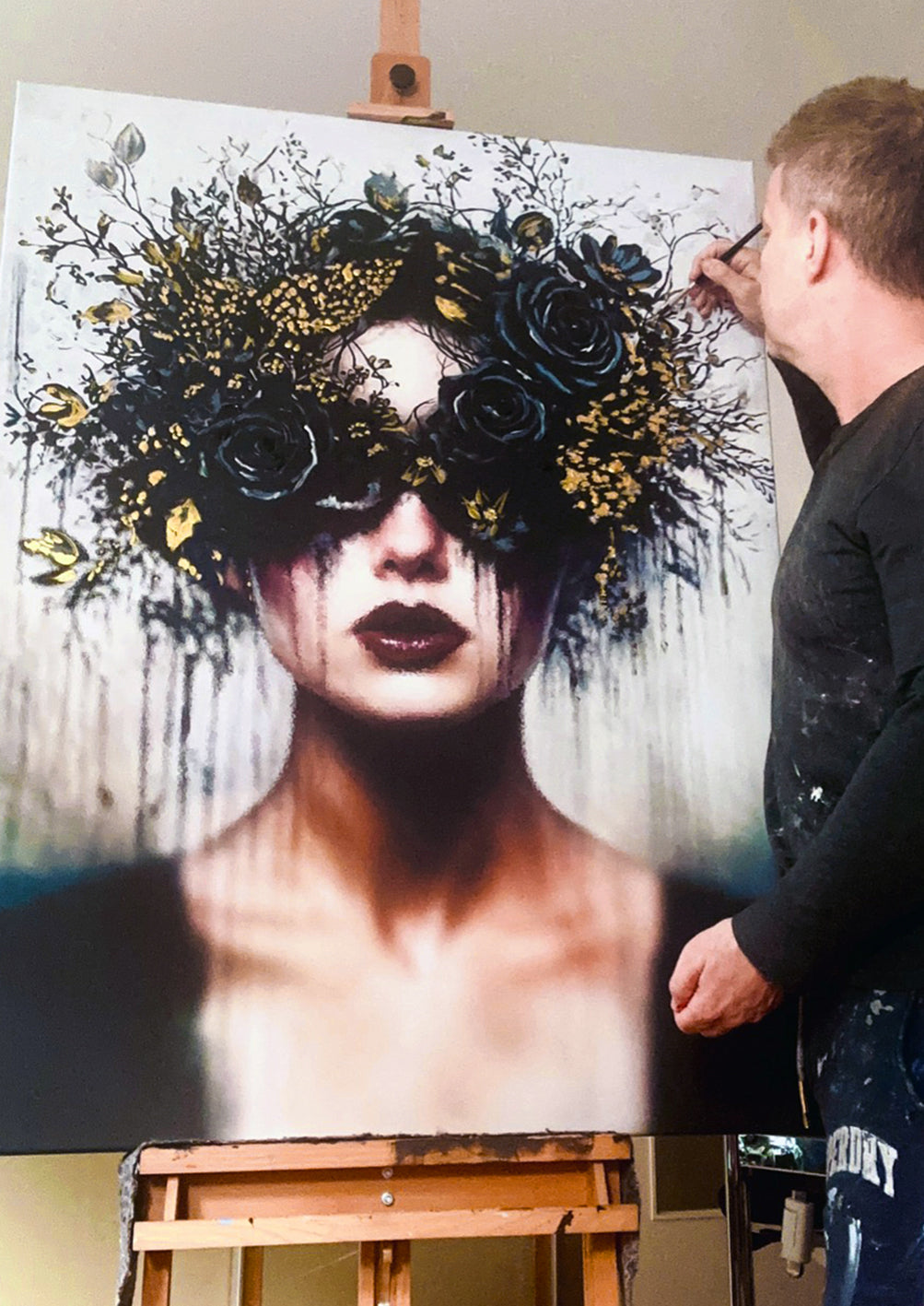Hybrid Art – „Flora Obscura “, Acryl (handbemalt) & digi. komponiert, Leinwand, 90 x 120 cm, gerahmt, lim. Edition (5 Ex.)