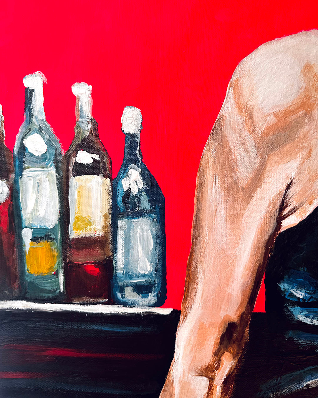 Bildtitel: „Mitternacht in Neon“, Acryl, Format: 100 x 70 cm, auf Leinwand, gerahmt