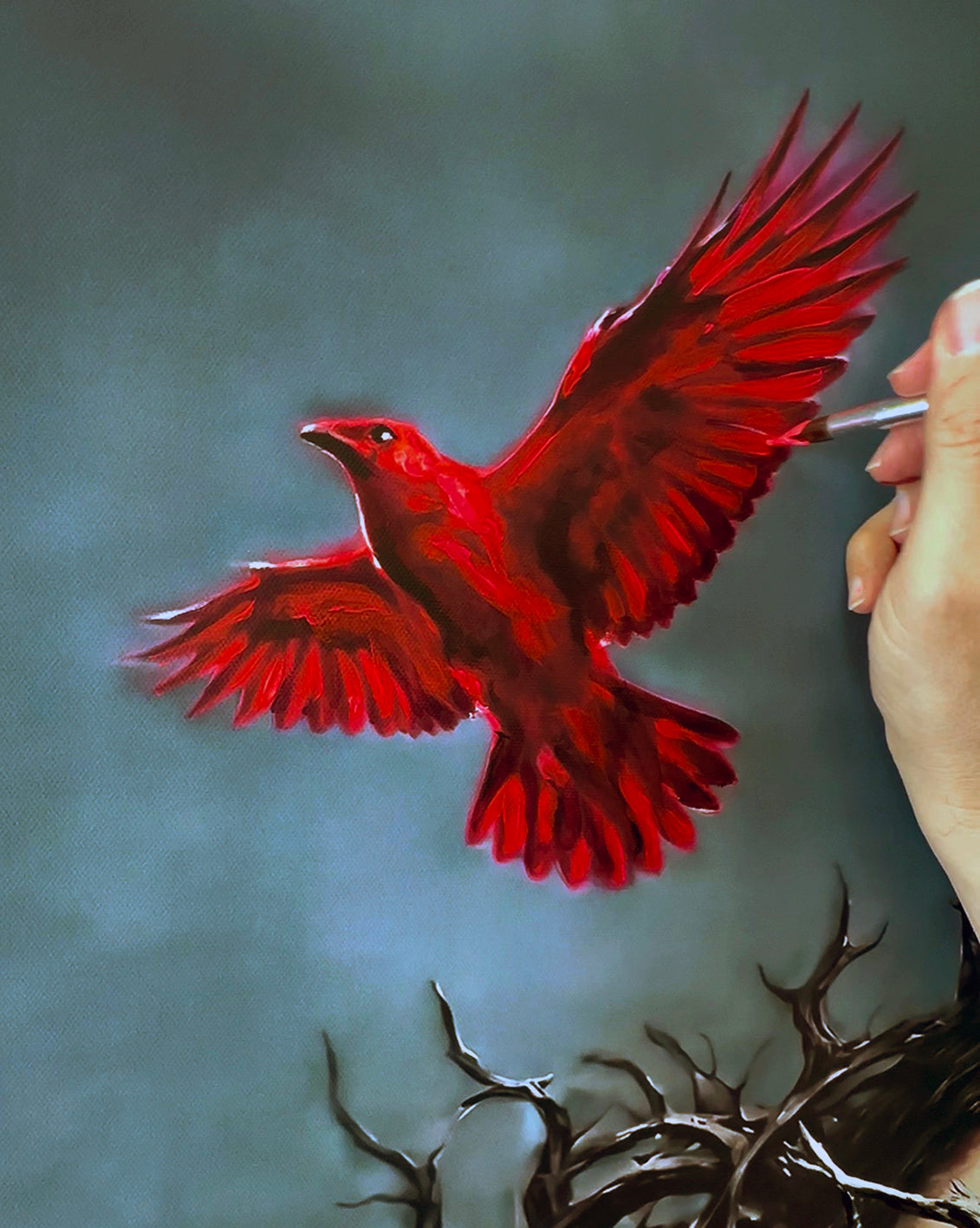 Hybrid Art – „Überwucherung der Sinne“, Acryl (handbemalt) & digital komponiert, Leinwand, 80x140 cm, gerahmt, lim. Edition (10 Ex.)