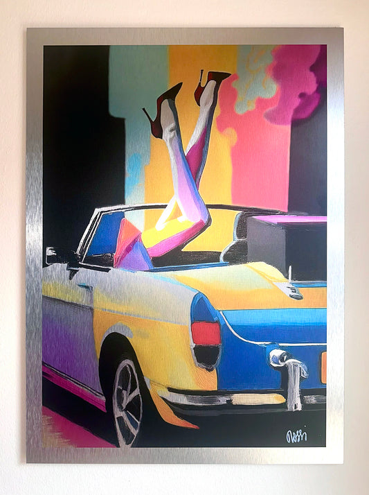 Kunstwerk: Cabrio - Aluverbund gebürstet, 56 x 76 cm, Limitierte Edition, Nr. 1/5