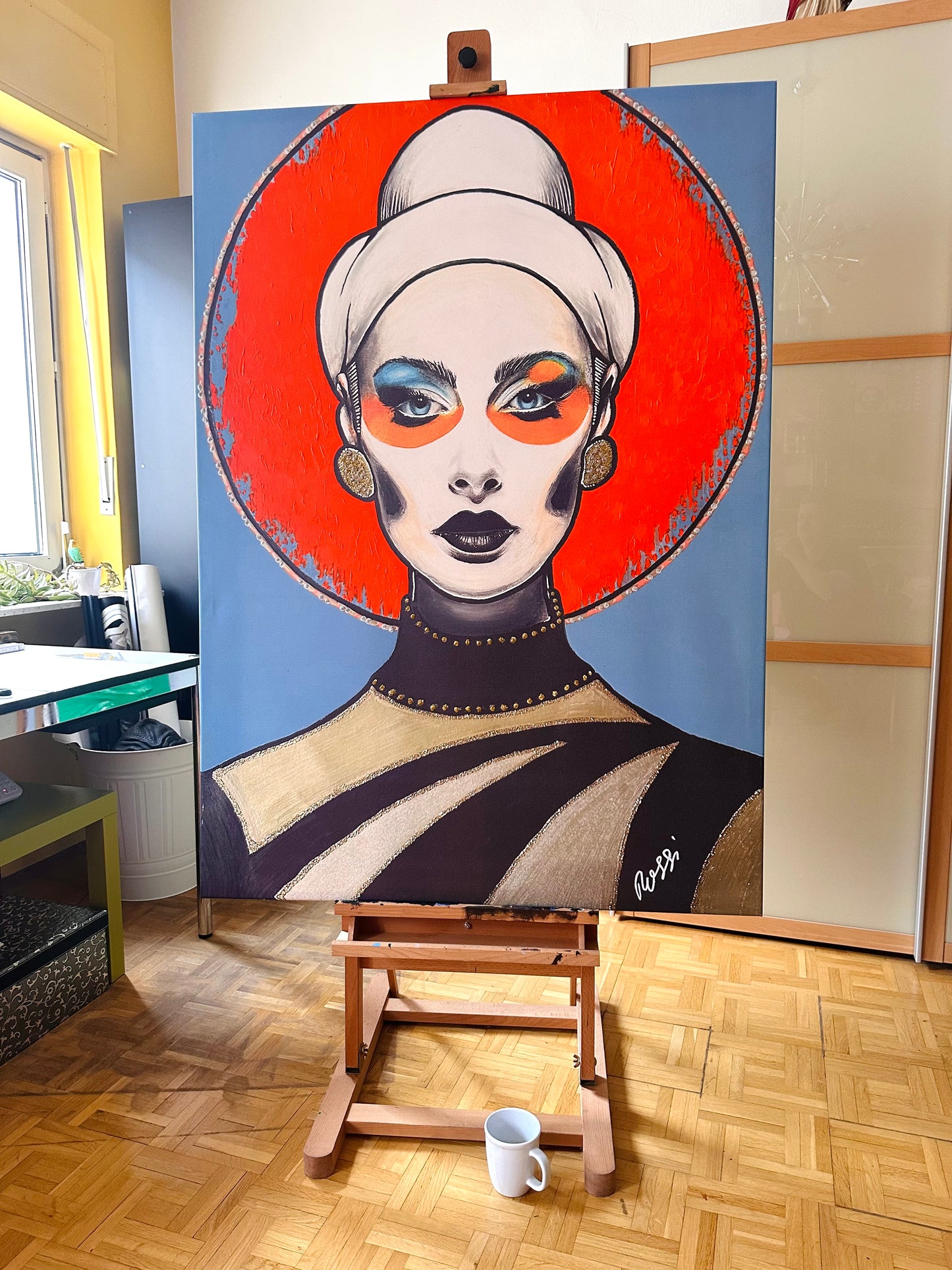 Kunstwerk: „Madame Orange 2.0“, Mixed-Media-Projekt“, UNIKAT (2025)