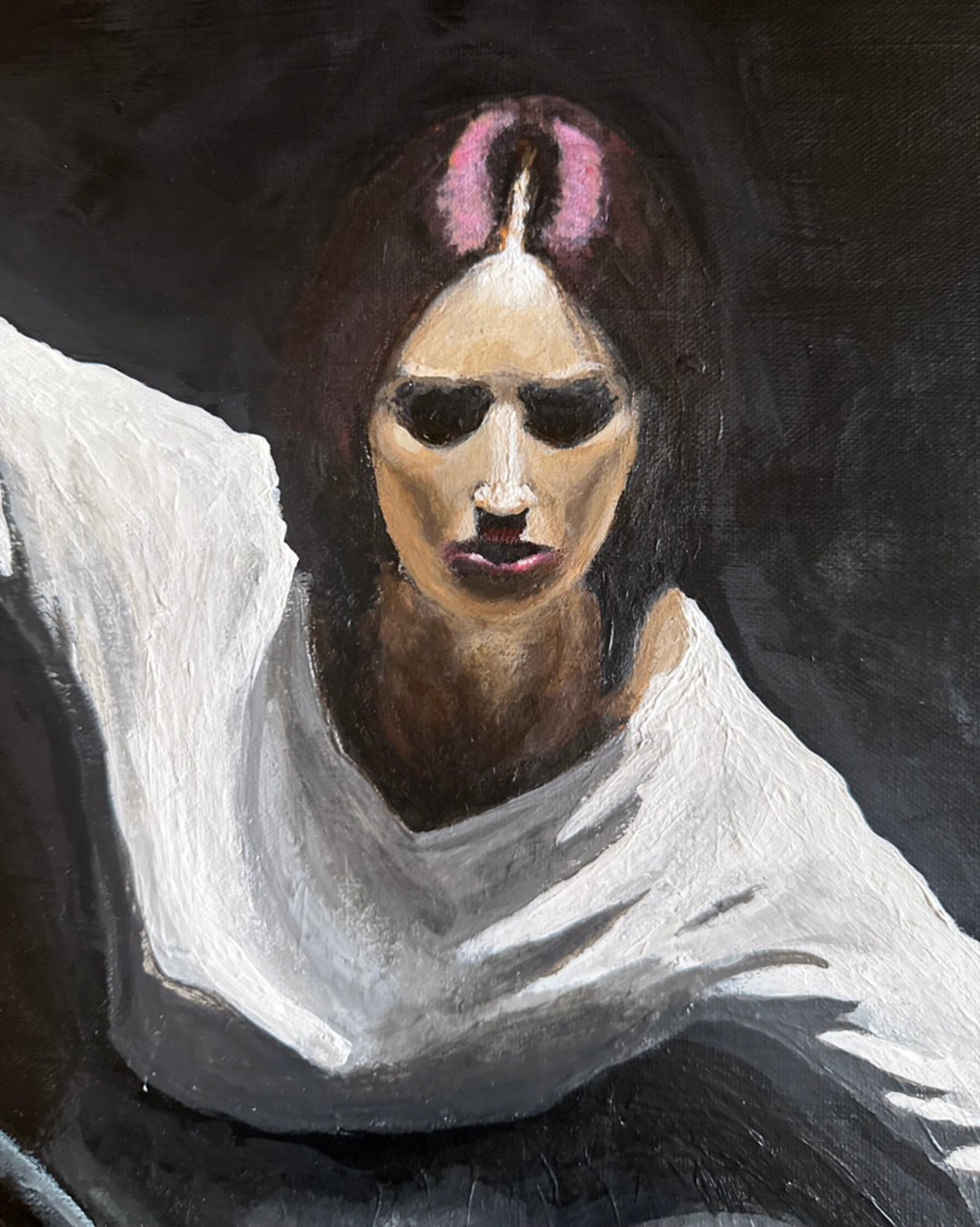 Bildtitel: „Der Flügelschlag“, Acryl, 80 x 80 cm, auf Leinwand, gerahmt.