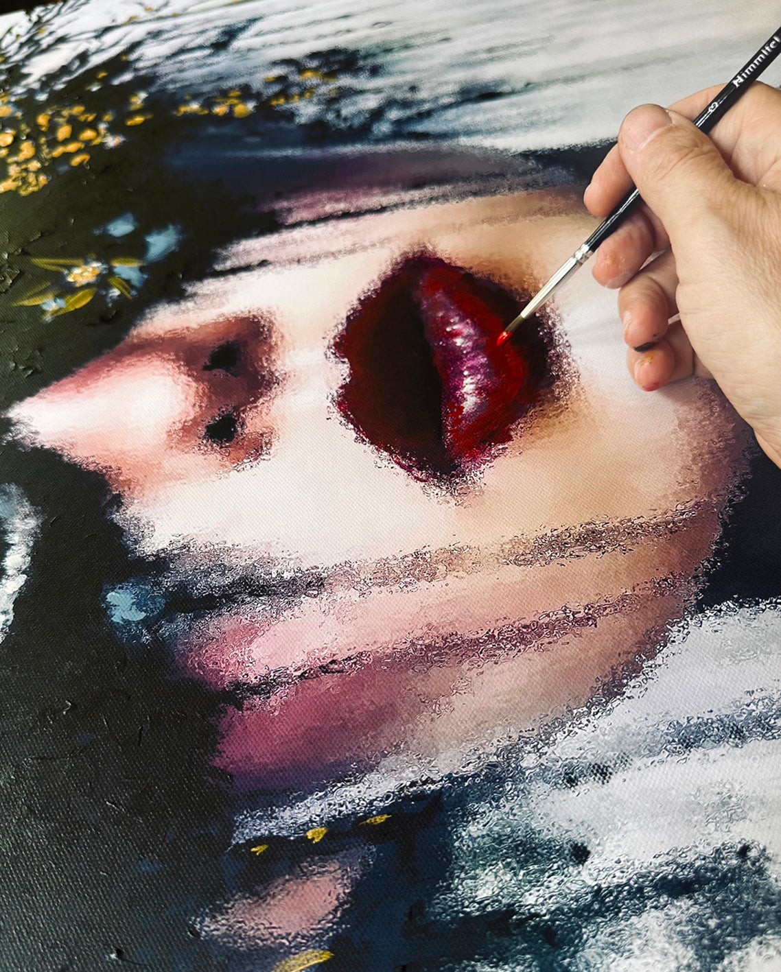 Hybrid Art – „Flora Obscura “, Acryl (handbemalt) & digi. komponiert, Leinwand, 90 x 120 cm, gerahmt, lim. Edition (5 Ex.)