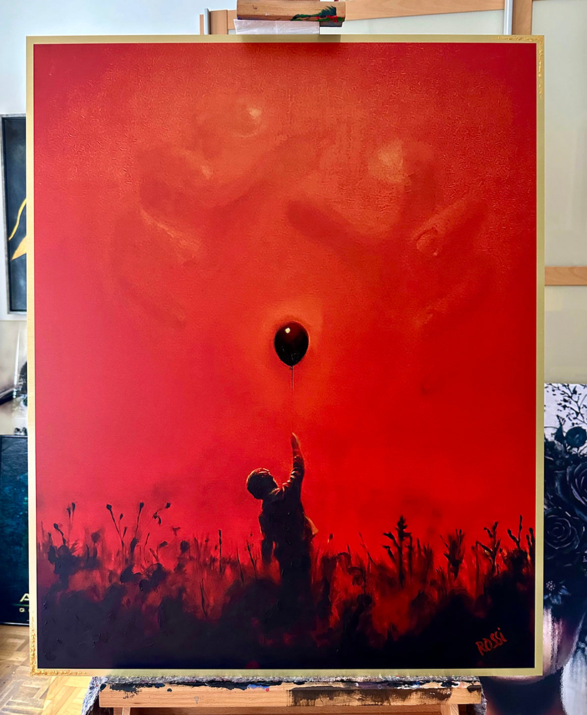 Hybrid Art – „The Balloon“, Acryl (handbemalt) & digitales Butlerfinish®-Alu. (Druck), 66 x 82 cm, lim. Edition (10 Ex.)