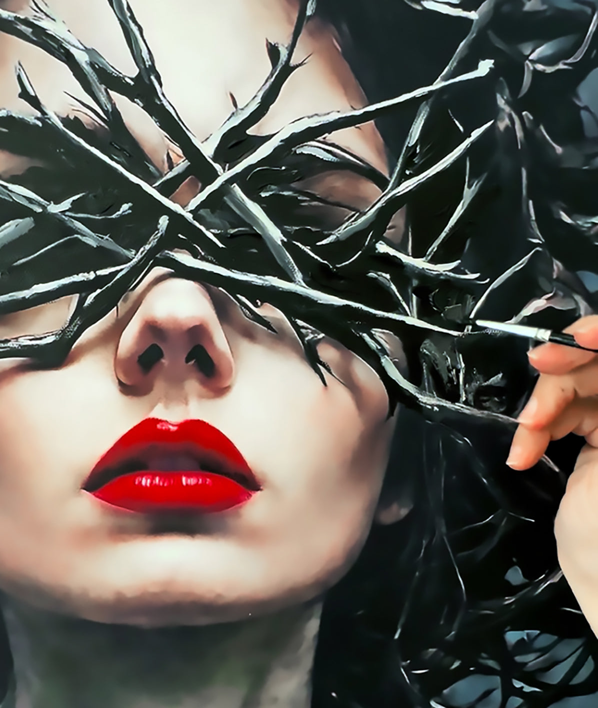 Hybrid Art – „Überwucherung der Sinne“, Acryl (handbemalt) & digital komponiert, Leinwand, 80x140 cm, gerahmt, lim. Edition (10 Ex.)