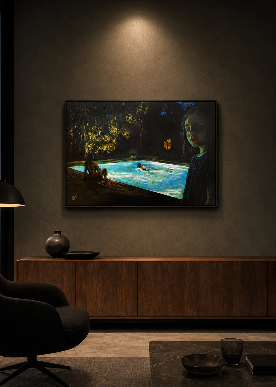 „Dreaming by the Pool“, Acryl auf Leinwand, 2026