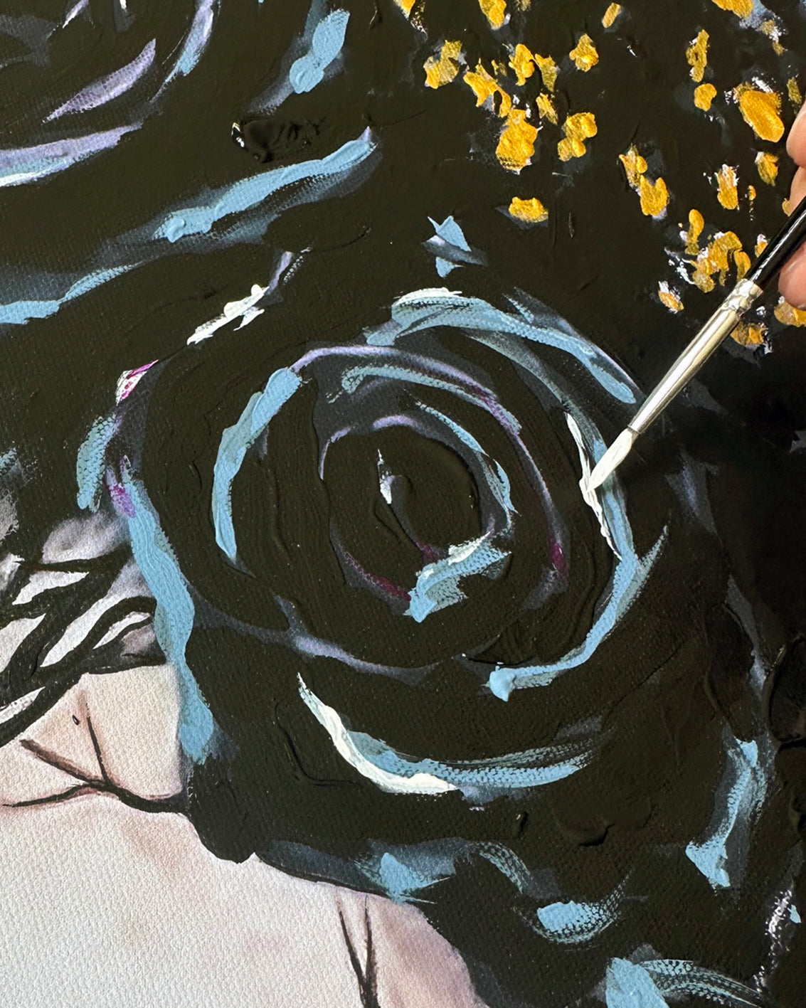 Hybrid Art – „Flora Obscura “, Acryl (handbemalt) & digi. komponiert, Leinwand, 90 x 120 cm, gerahmt, lim. Edition (5 Ex.)