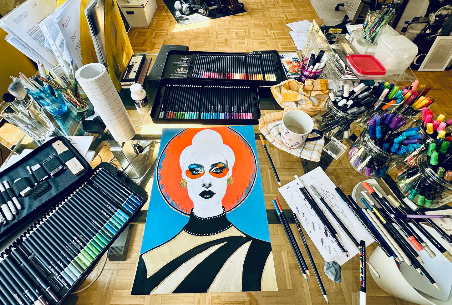 Kunstwerk: „Madame Orange 2.0“, Mixed-Media-Projekt“, UNIKAT (2025)