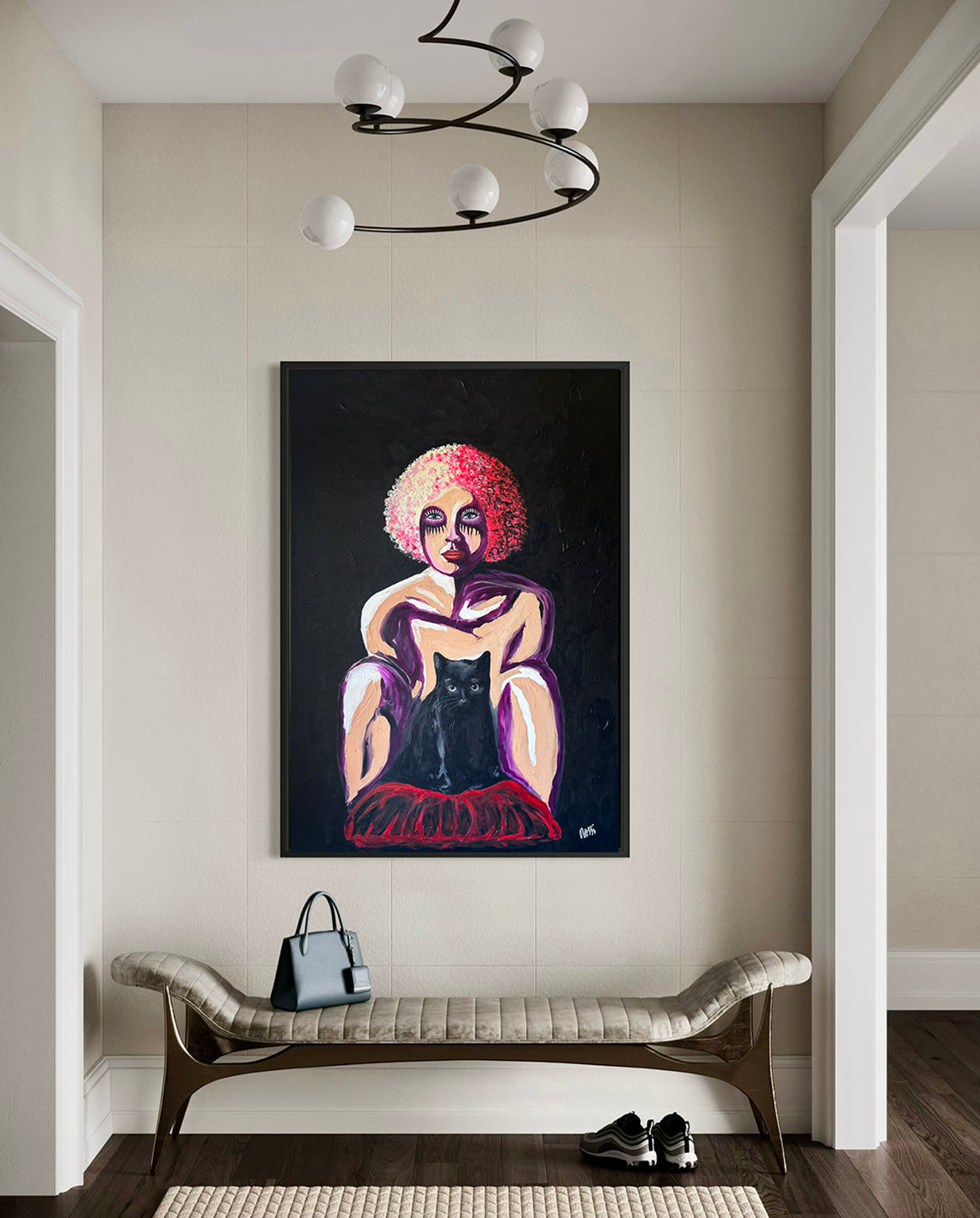 Original – „The Cat“, Acryl auf Leinwand, 90 x 130 cm, gerahmt