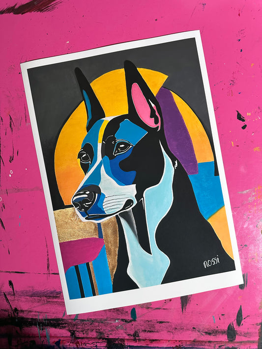 Kunstdruck: „The Doberman“, Endformat 29,7 x 42,0 cm, limitiert, nummeriert und signiert.