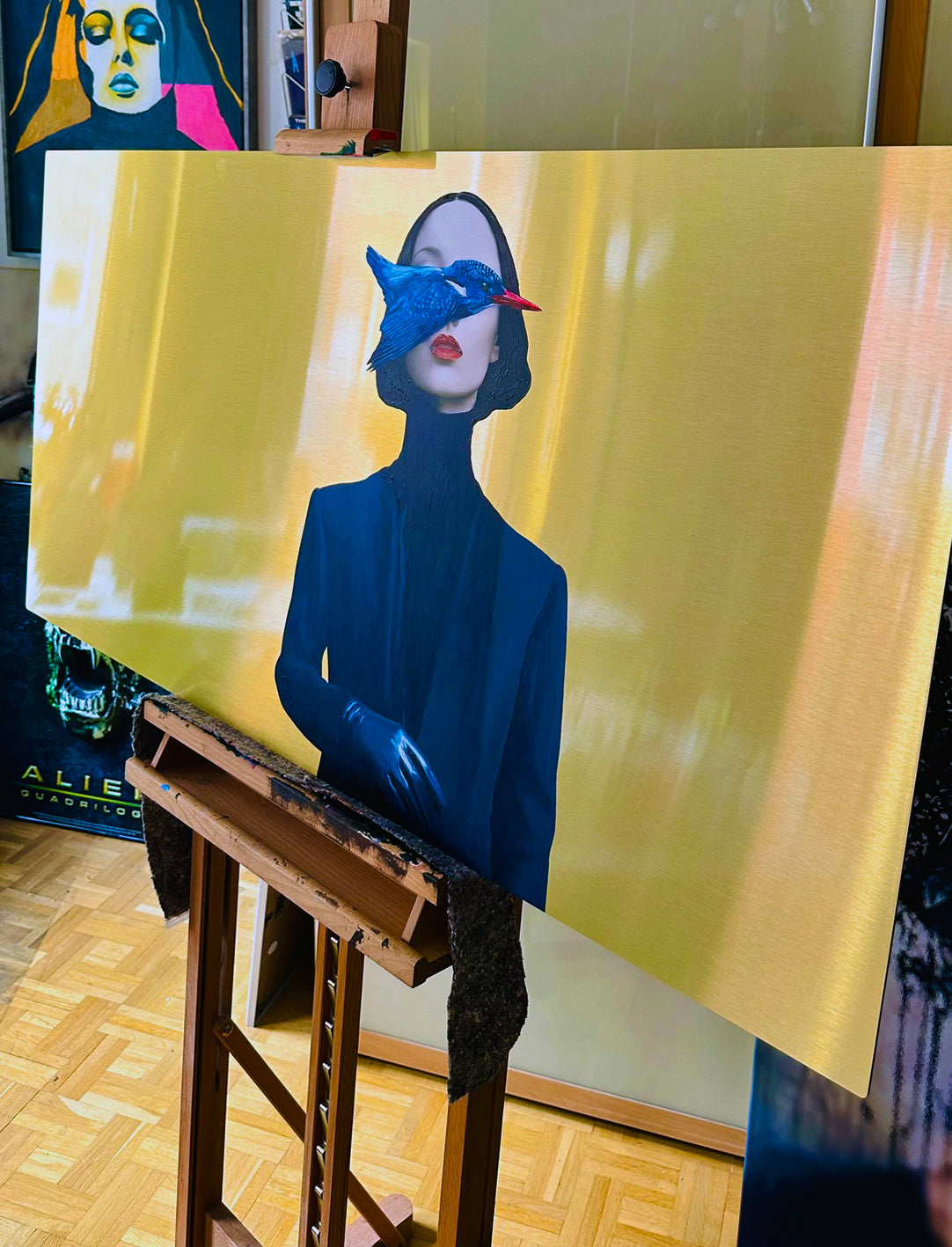 Hybrid Art – „Gedankenflug“, Acryl (handbemalt) & digitales Butlerfinish®-Alu. (Druck), 120 x 60 cm, lim. Edition (10 Ex.)