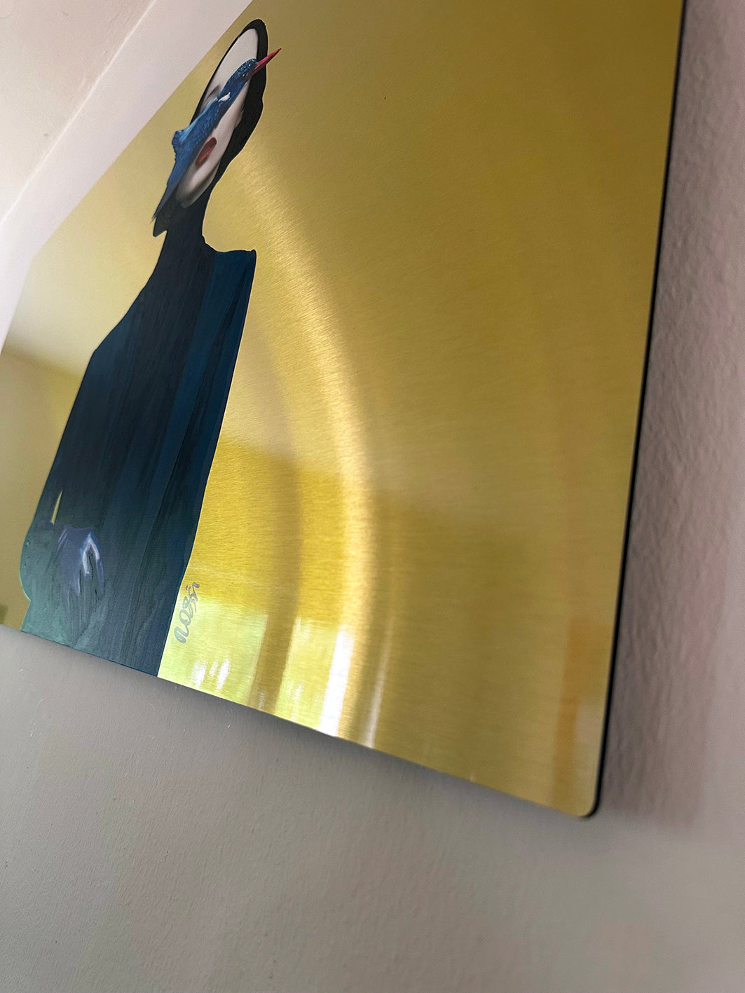 Hybrid Art – „Gedankenflug“, Acryl (handbemalt) & digitales Butlerfinish®-Alu. (Druck), 120 x 60 cm, lim. Edition (10 Ex.)